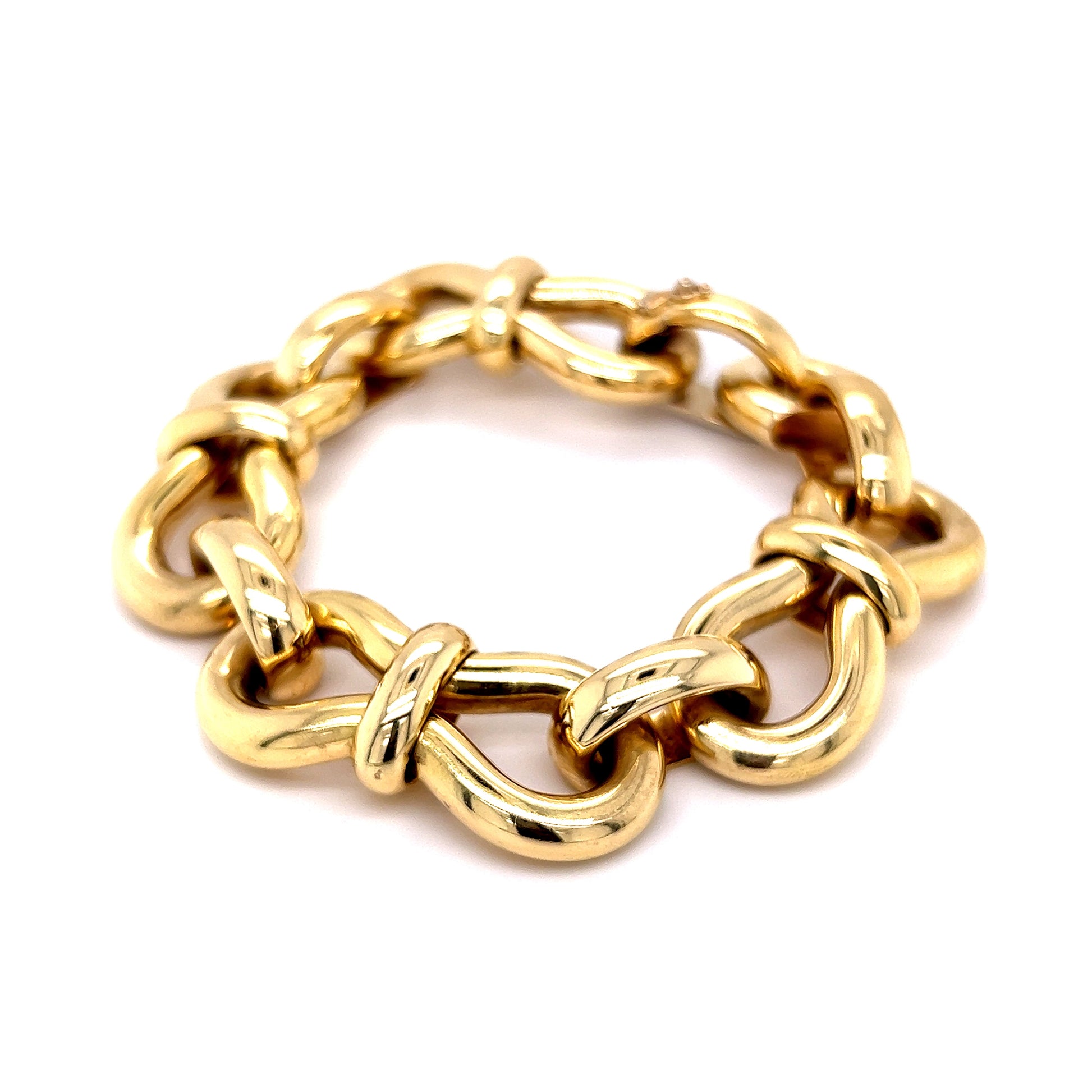 Mid-Century Chunky Link Bracelet in 18k Yellow GoldComposition: 18 Karat Yellow Gold Total Gram Weight: 51.63 g Inscription: 18KT ITALY ORSHEIM'S
      