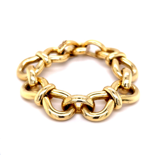 Mid-Century Chunky Link Bracelet in 18k Yellow Gold