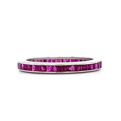 Square Cut Ruby Eternity Band in 14k White Gold