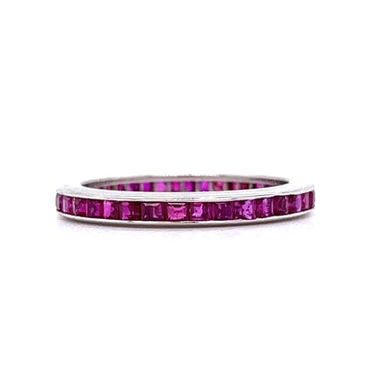 Square Cut Ruby Eternity Band in 14k White Gold