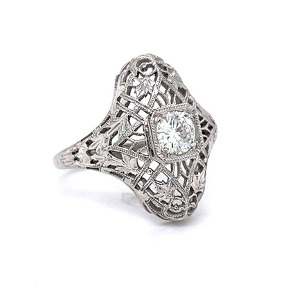 Art Deco Geometric Filigree Diamond Cocktail Ring in 18K
