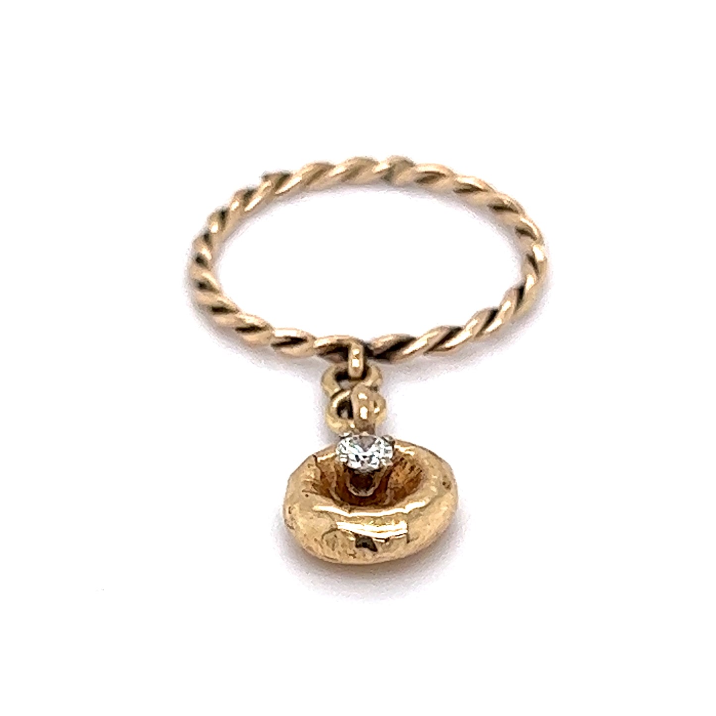 Twisted Yellow Gold Charm Ring