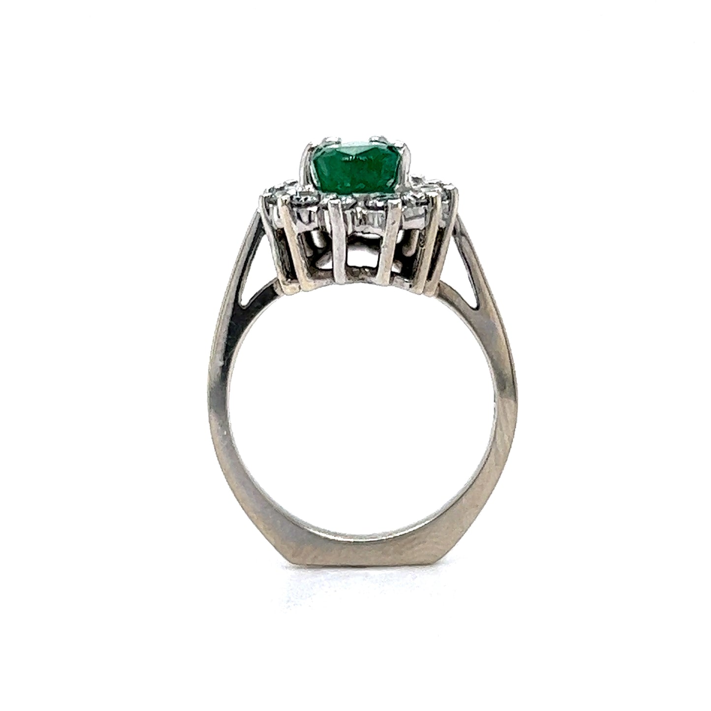 1.99 Pear Cut Emerald & Diamond Ring in 14k White Gold