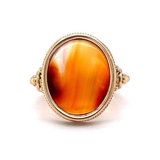 Red Carnelian Statement Ring in 14k Yellow Gold