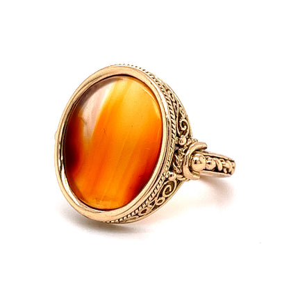 Red Carnelian Statement Ring in 14k Yellow Gold