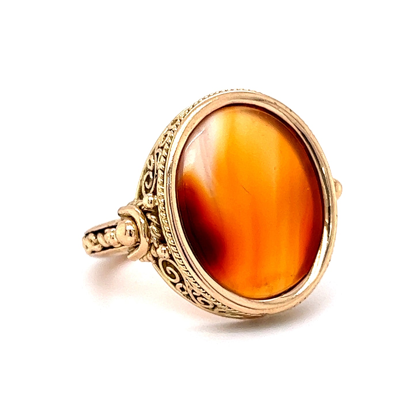 Red Carnelian Statement Ring in 14k Yellow Gold