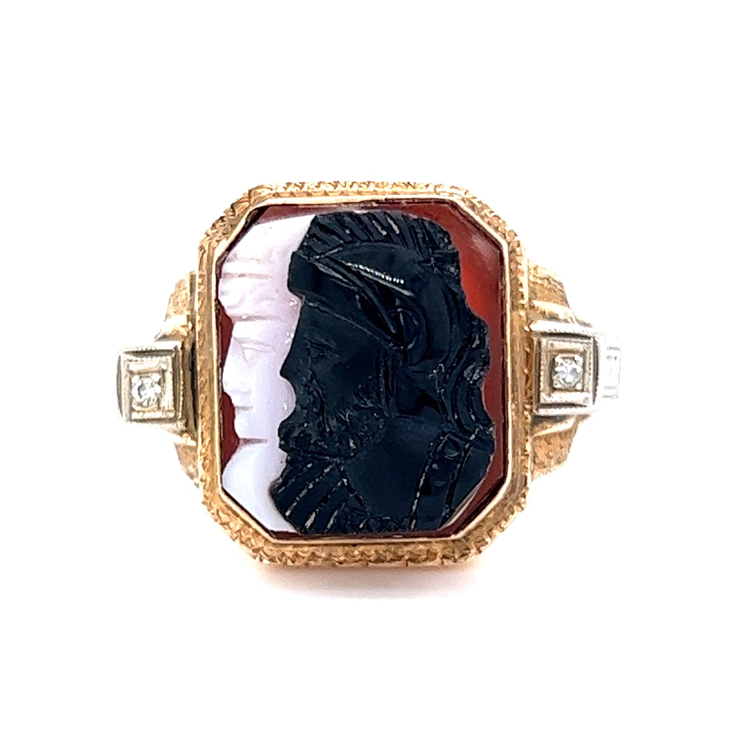 Vintage Mid-Century Agate Statement Ring in 14k Yellow Gold