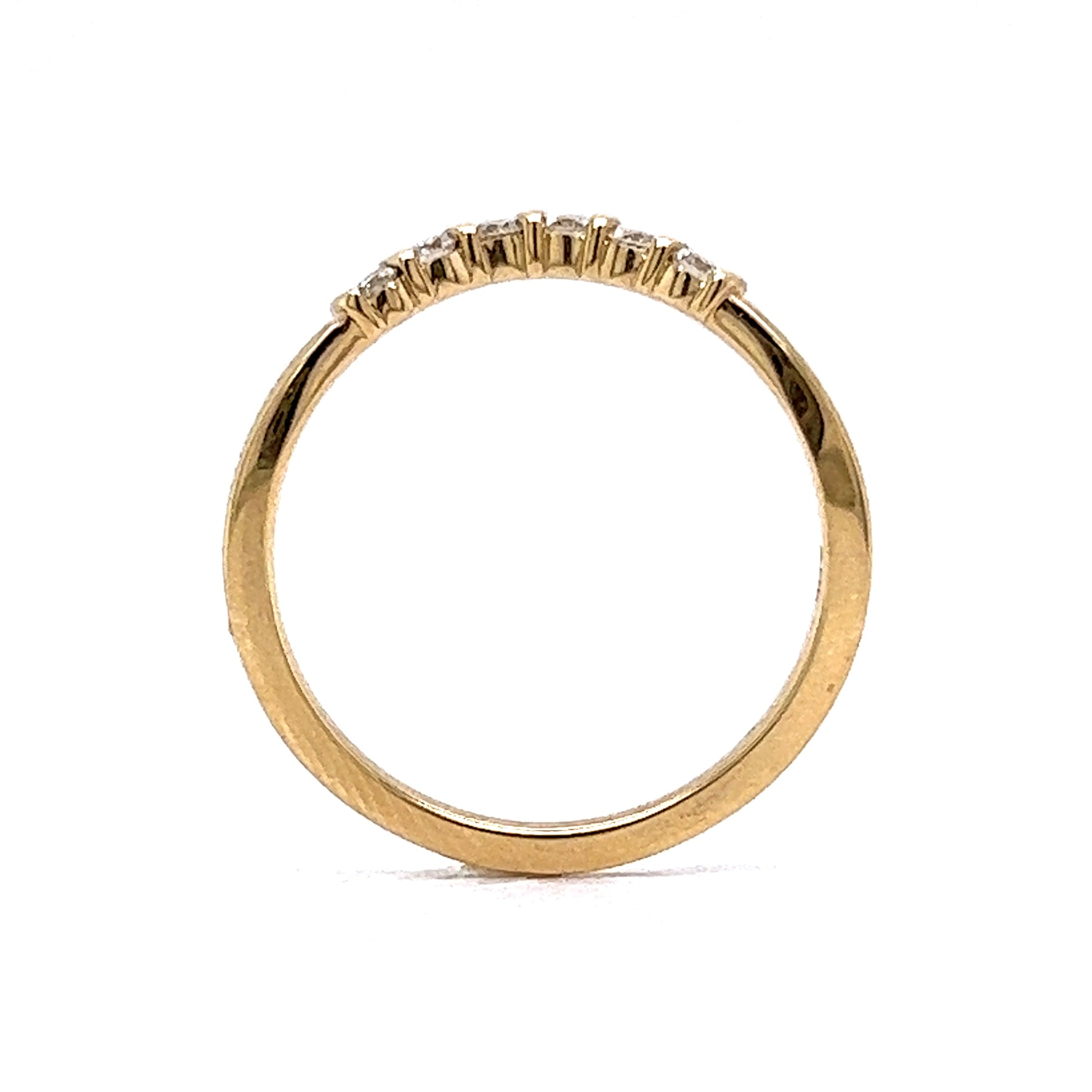 .18 Round Diamond Contoured Wedding Band in Yellow GoldComposition: 14 Karat Yellow Gold Ring Size: 7.0 Total Diamond Weight: .18ct Total Gram Weight: 2.0 g Inscription: 14k
      