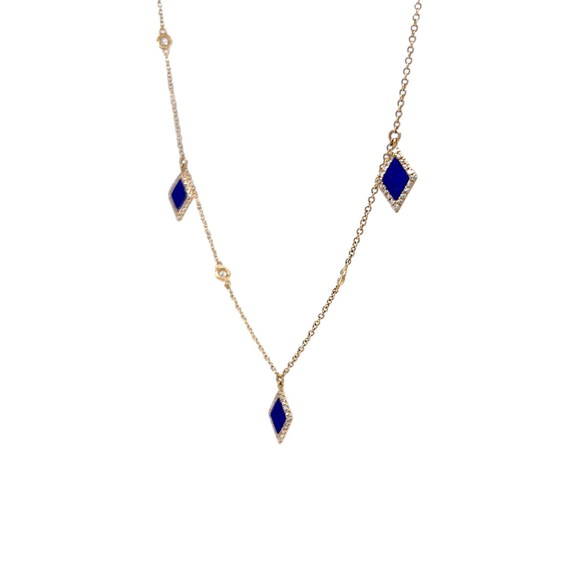 Lapis Lazuli & Diamond Necklace in 14k Yellow Gold