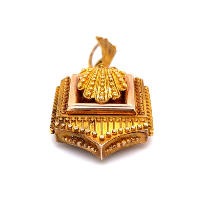 Antique Etruscan Revival Locket in 14k Yellow Gold