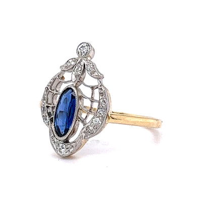 .53 Vintage Art Deco Sapphire & Diamond Right Hand Ring in 14k Gold