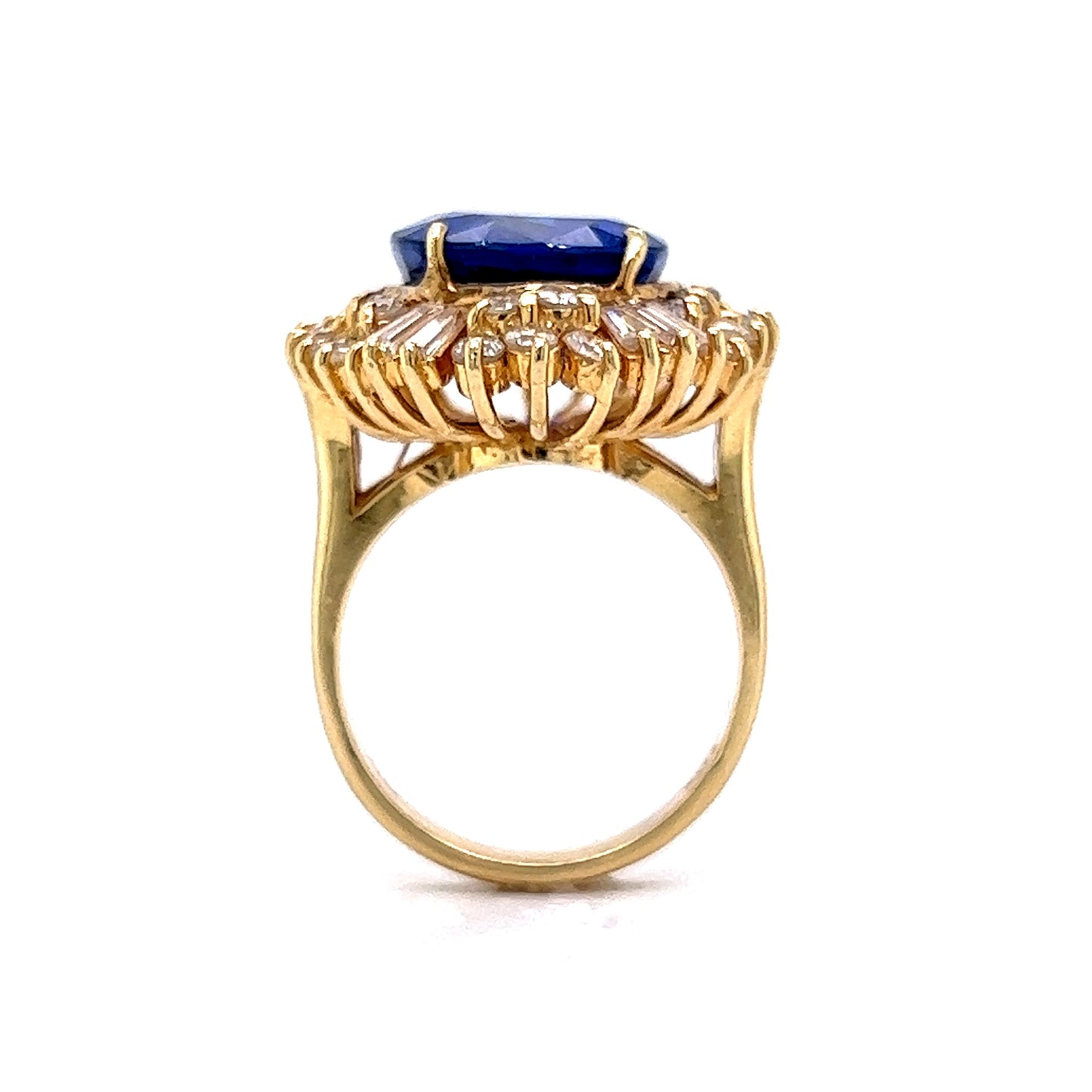 6.80 Oval Cut Tanzanite Cocktail Ring in 14k Yellow Gold