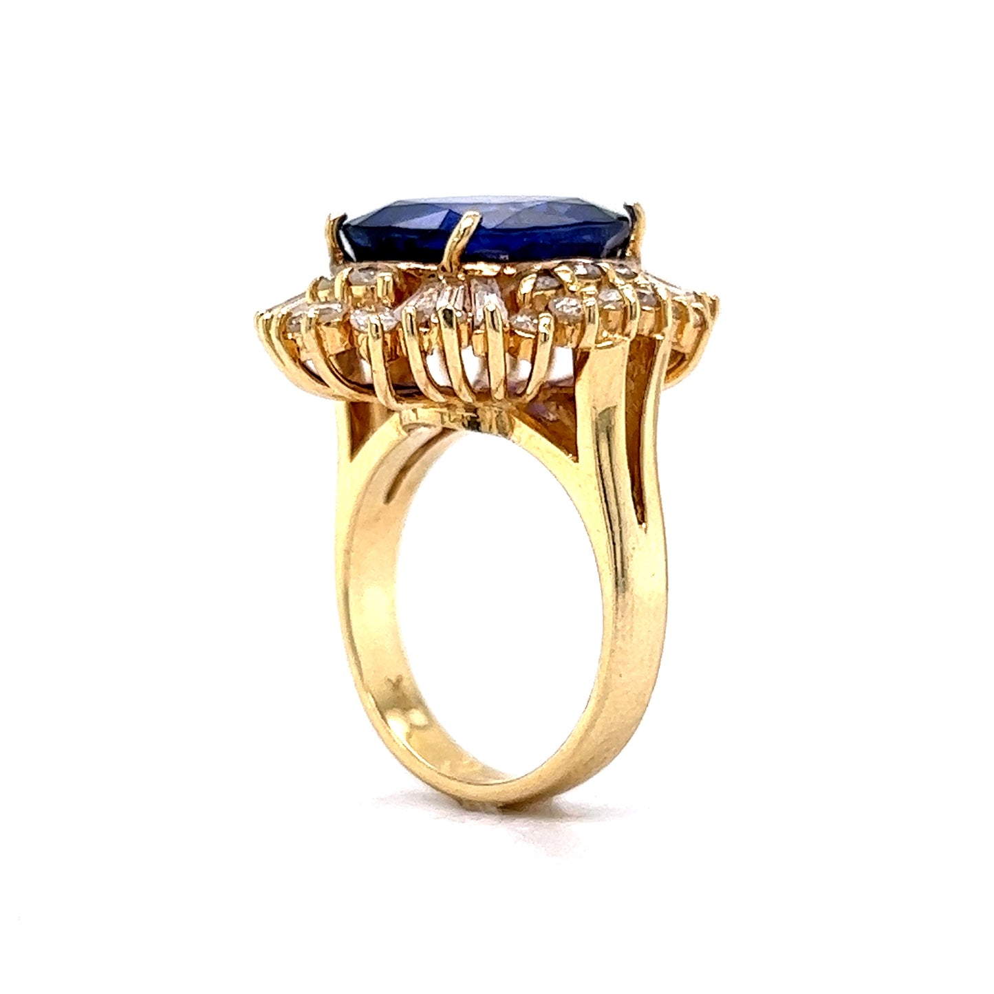 6.80 Oval Cut Tanzanite Cocktail Ring in 14k Yellow Gold