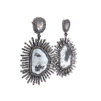 Salt & Pepper Diamond Drop Earrings in Sterling Silver