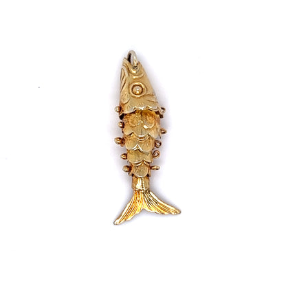 Vintage Mid-Century Koi Fish Pendant in 14k Yellow Gold