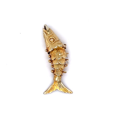 Vintage Mid-Century Koi Fish Pendant in 14k Yellow Gold