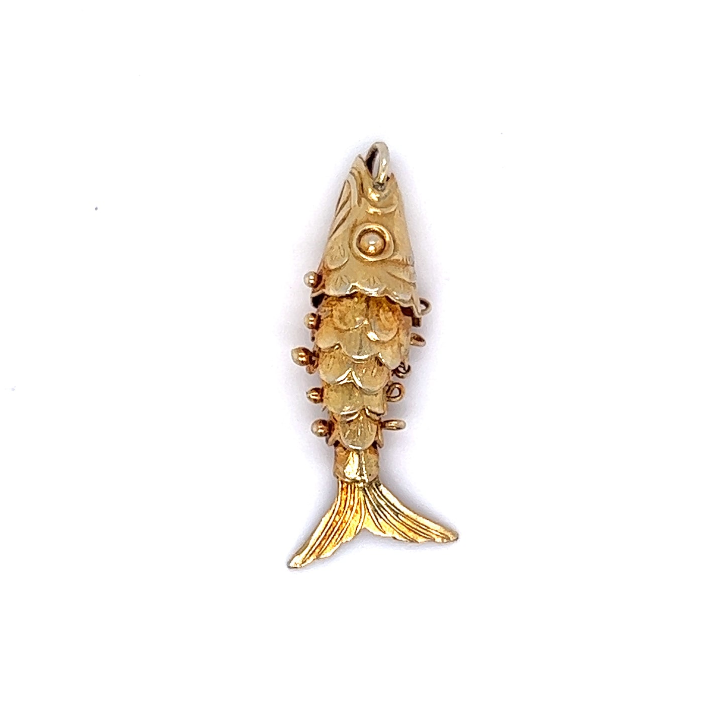 Vintage Mid-Century Koi Fish Pendant in 14k Yellow Gold