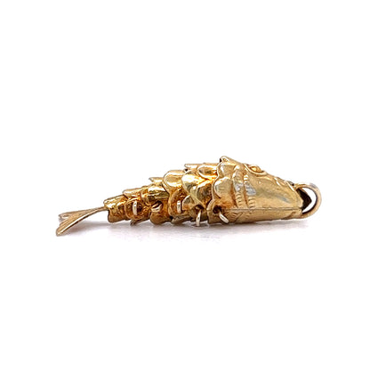 Vintage Mid-Century Koi Fish Pendant in 14k Yellow Gold