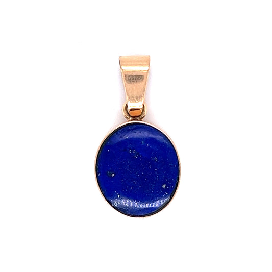 5.28 Cabochon Lapis Lazuli Pendant Charm in 14k Yellow Gold