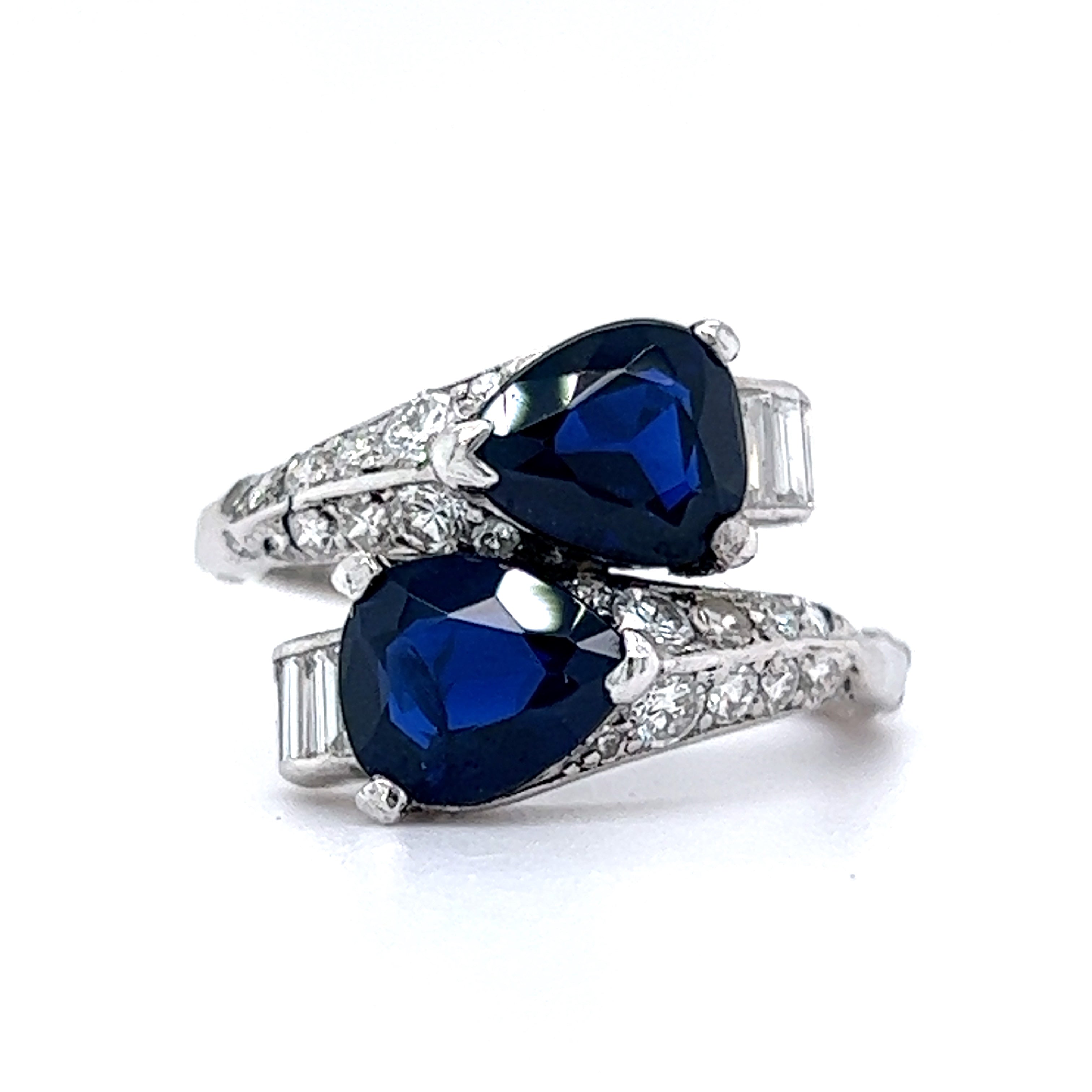 2.00 Pear Cut Sapphire & Diamond Ring in Platinum