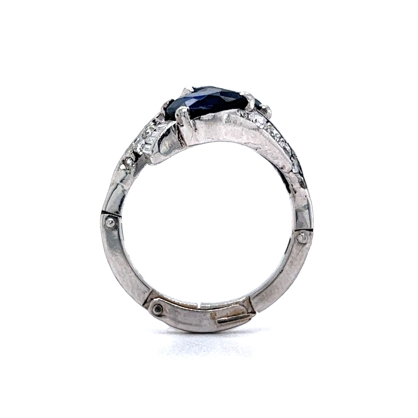 2.00 Pear Cut Sapphire & Diamond Ring in Platinum