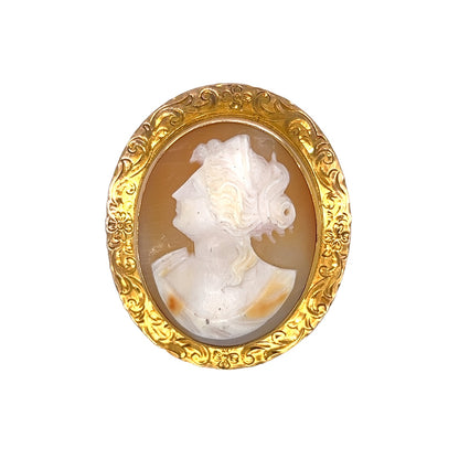 Victorian Cameo Brooch in 14K Yellow Gold