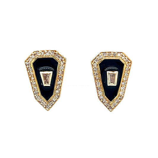 .42 Vermeil Diamond & Enamel Stud Earrings