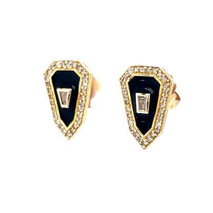 .42 Vermeil Diamond & Enamel Stud Earrings