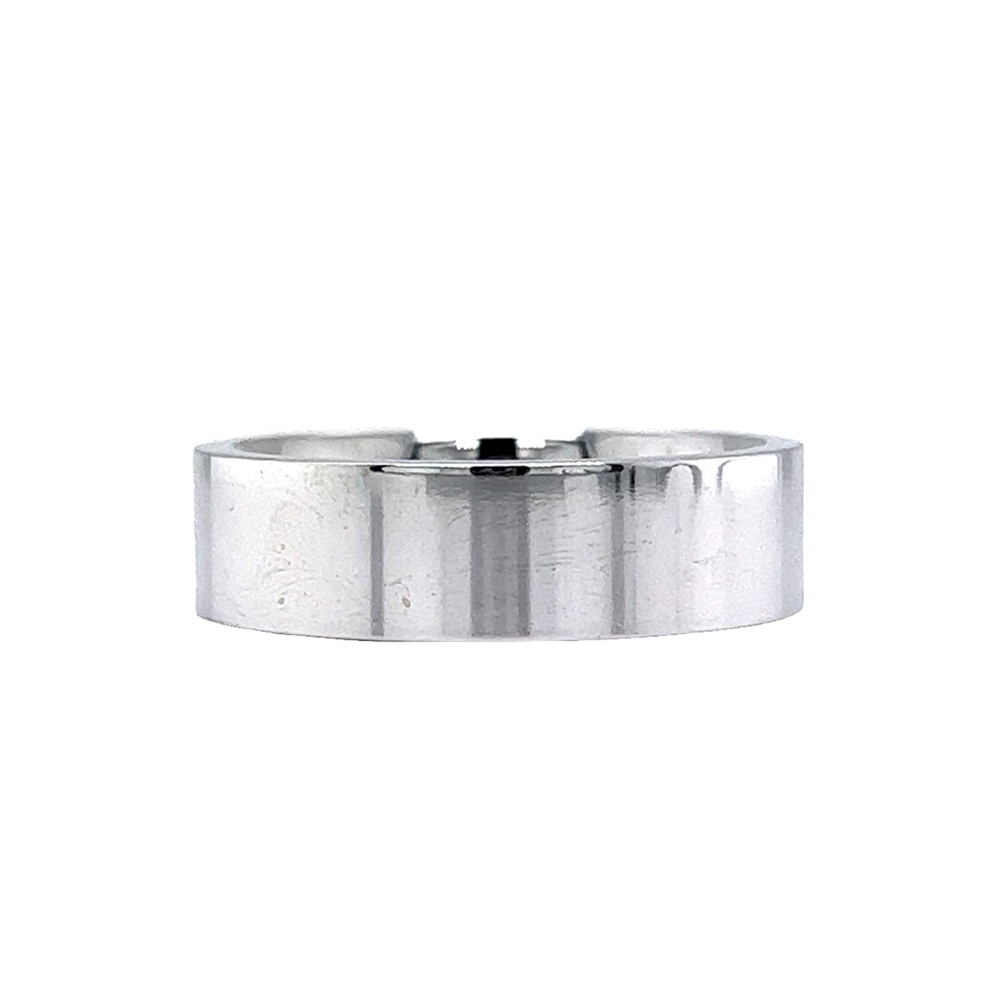 Men's Flat Comfort Fit Wedding Band in 14k White Gold
