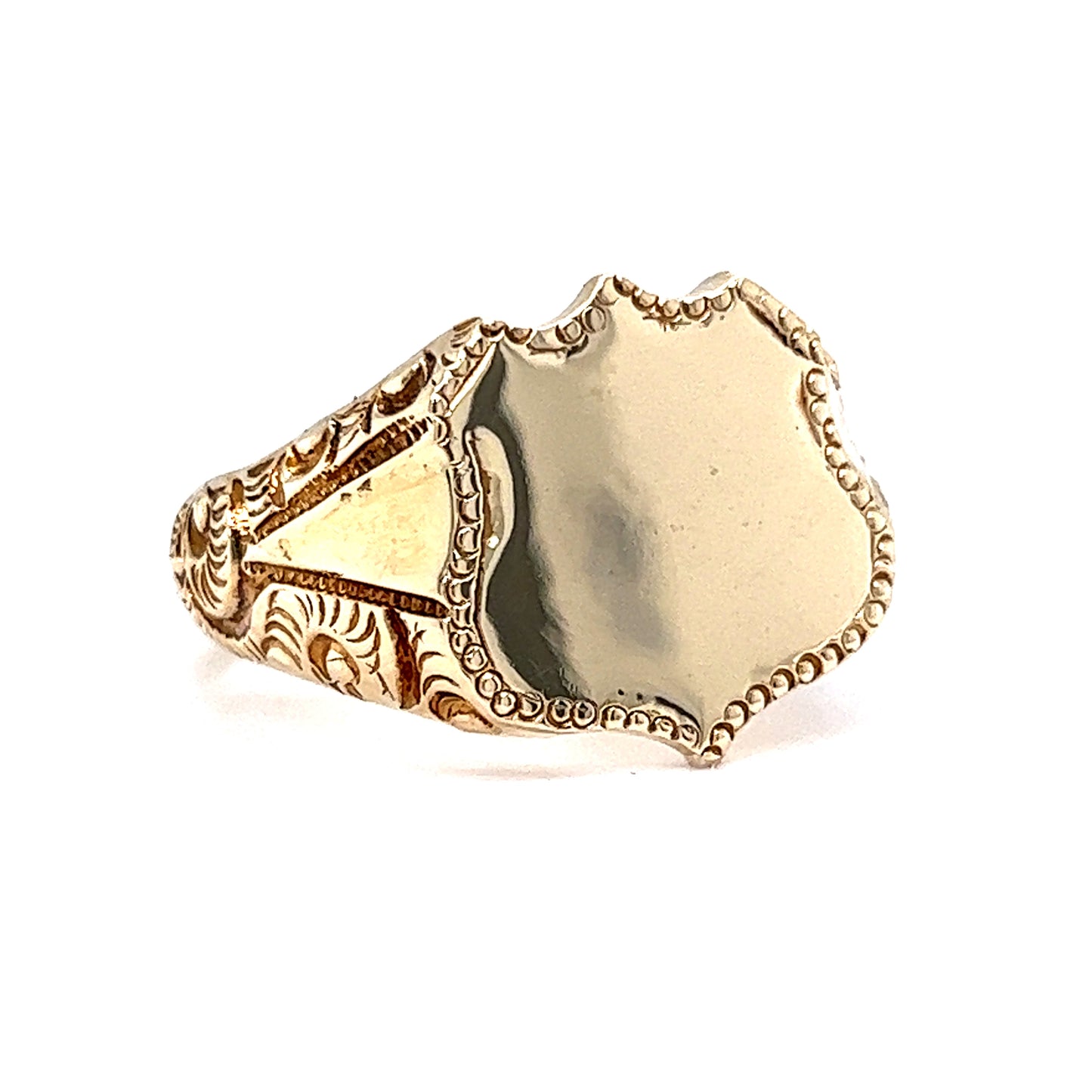 Shield Shaped Signet Ring in 14k Yellow Gold