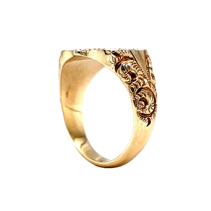 Shield Shaped Signet Ring in 14k Yellow Gold