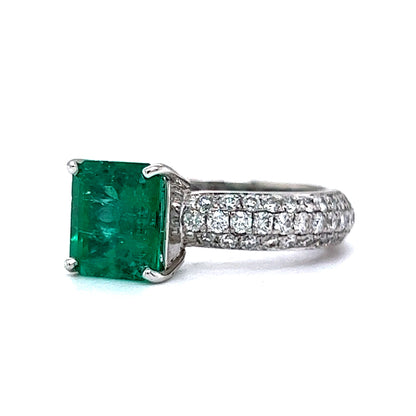 2.30 Square Cut Emerald Engagement Ring in Platinum