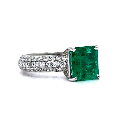 2.30 Square Cut Emerald Engagement Ring in Platinum