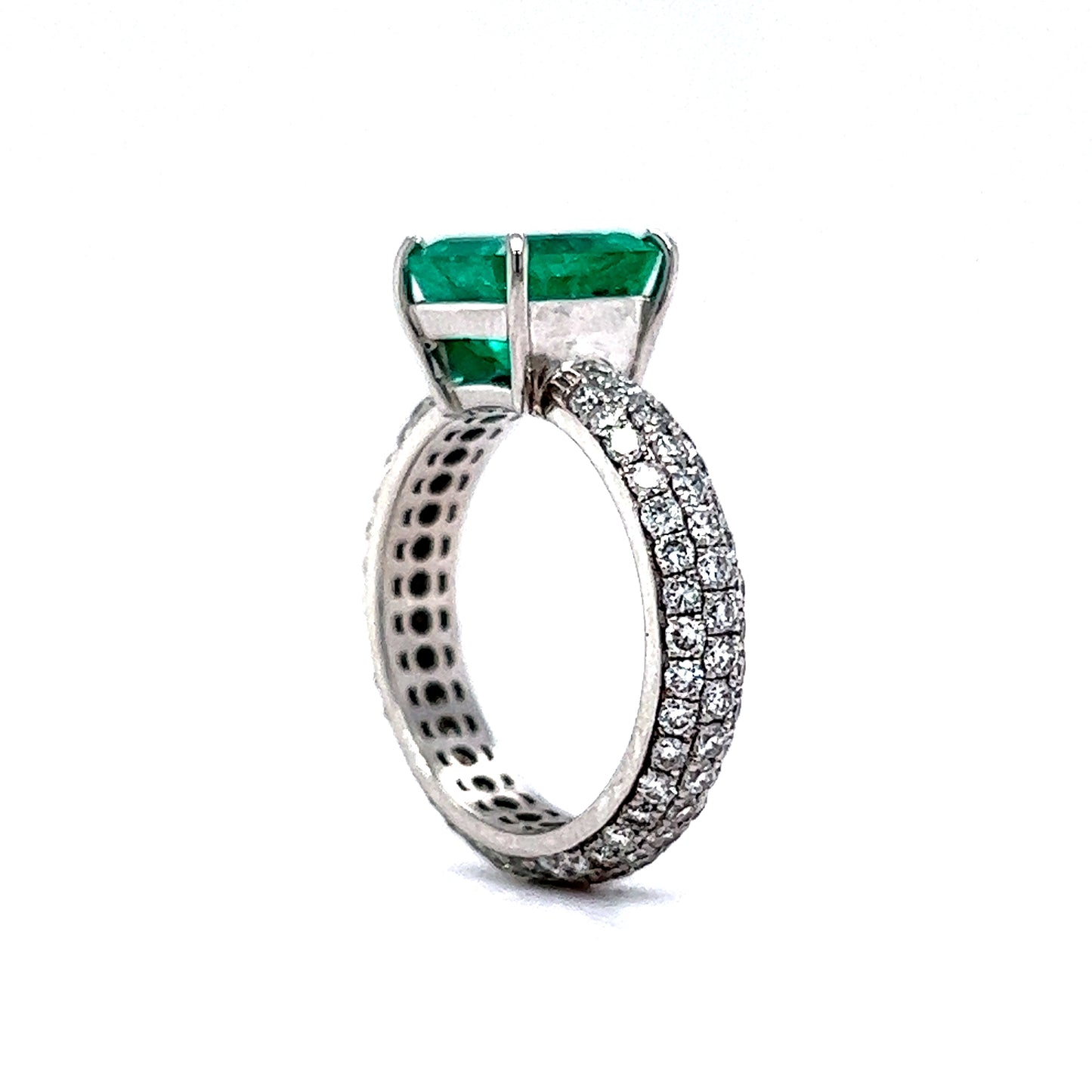 2.30 Square Cut Emerald Engagement Ring in Platinum