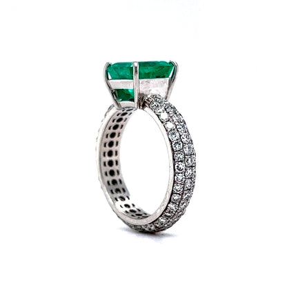 2.30 Square Cut Emerald Engagement Ring in Platinum