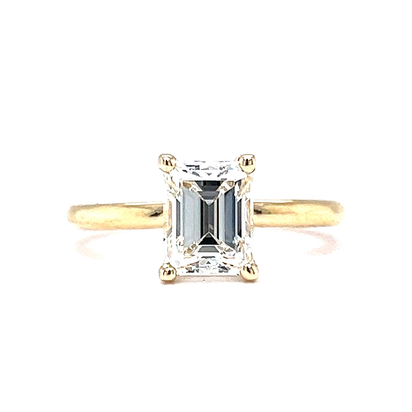 1.61 Emerald Cut Diamond Engagement Ring in 14k Yellow Gold