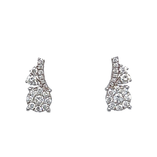 .57 Diamond Cluster Earrings in 18k White Gold