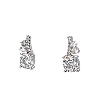 .57 Diamond Cluster Earrings in 18k White Gold