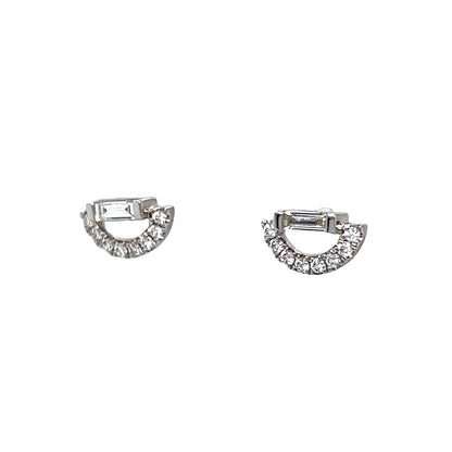 .24 Half-Round Diamond Earring Studs in 18k White Gold