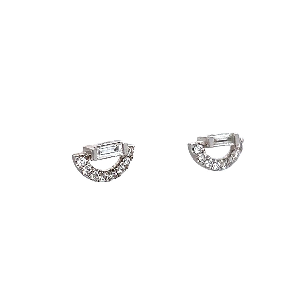 .24 Half-Round Diamond Earring Studs in 18k White Gold