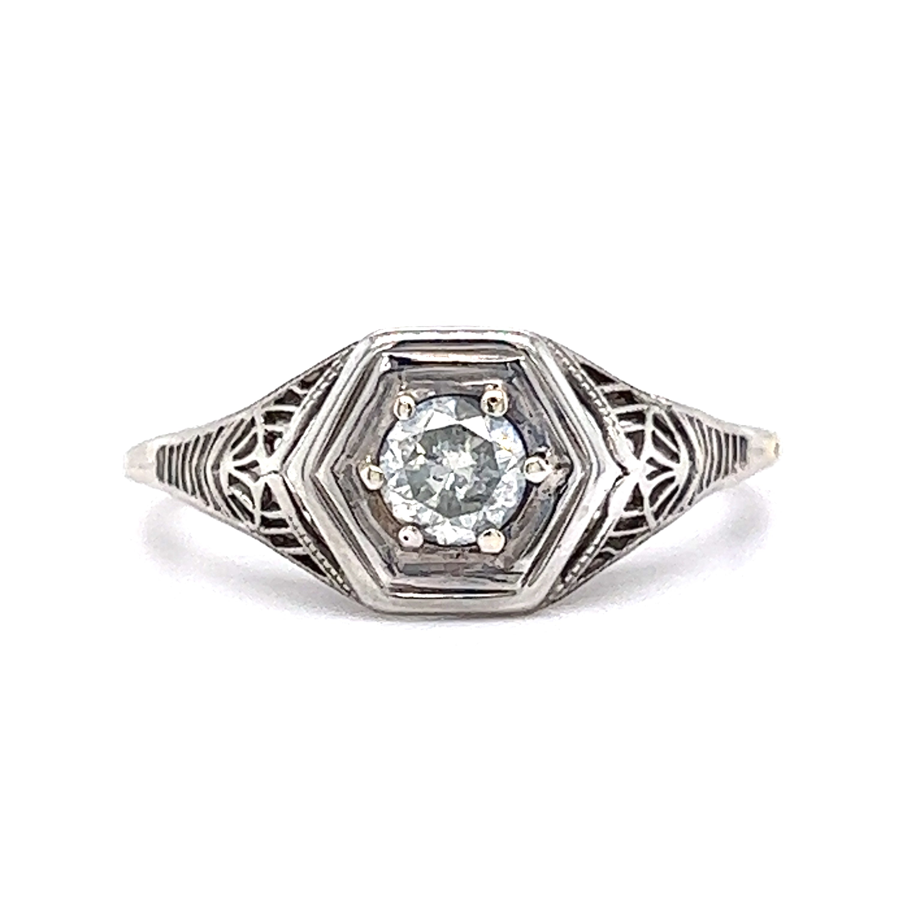 18 Carat White Gold Certified Princess Cut Diamond Art Deco Ring – Imperial  Jewellery