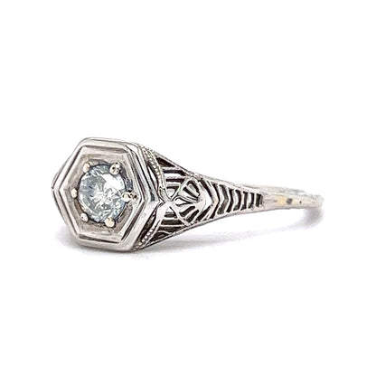 .45 Geometric Art Deco Engagement Ring in 18K White Gold