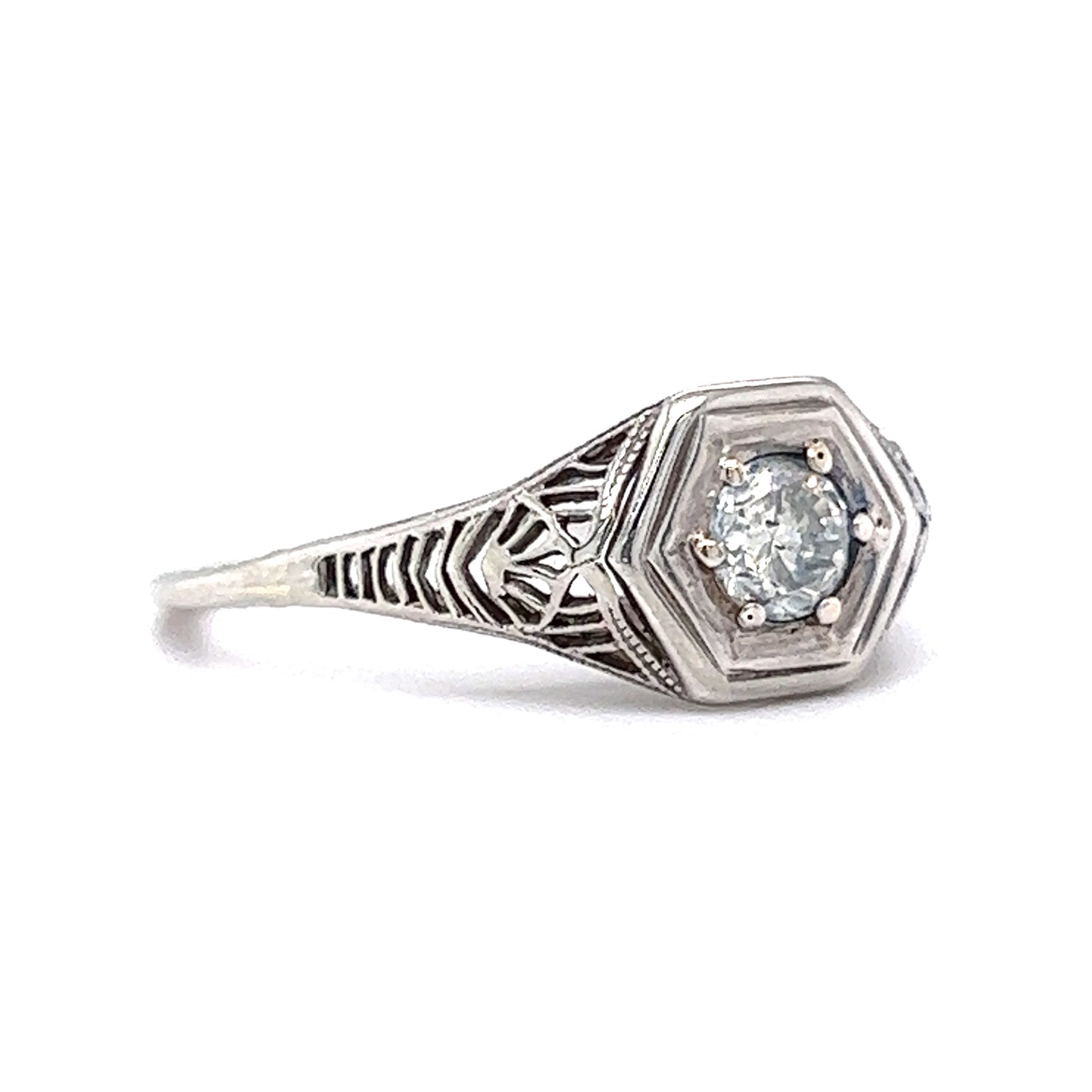 .45 Geometric Art Deco Engagement Ring in 18K White Gold