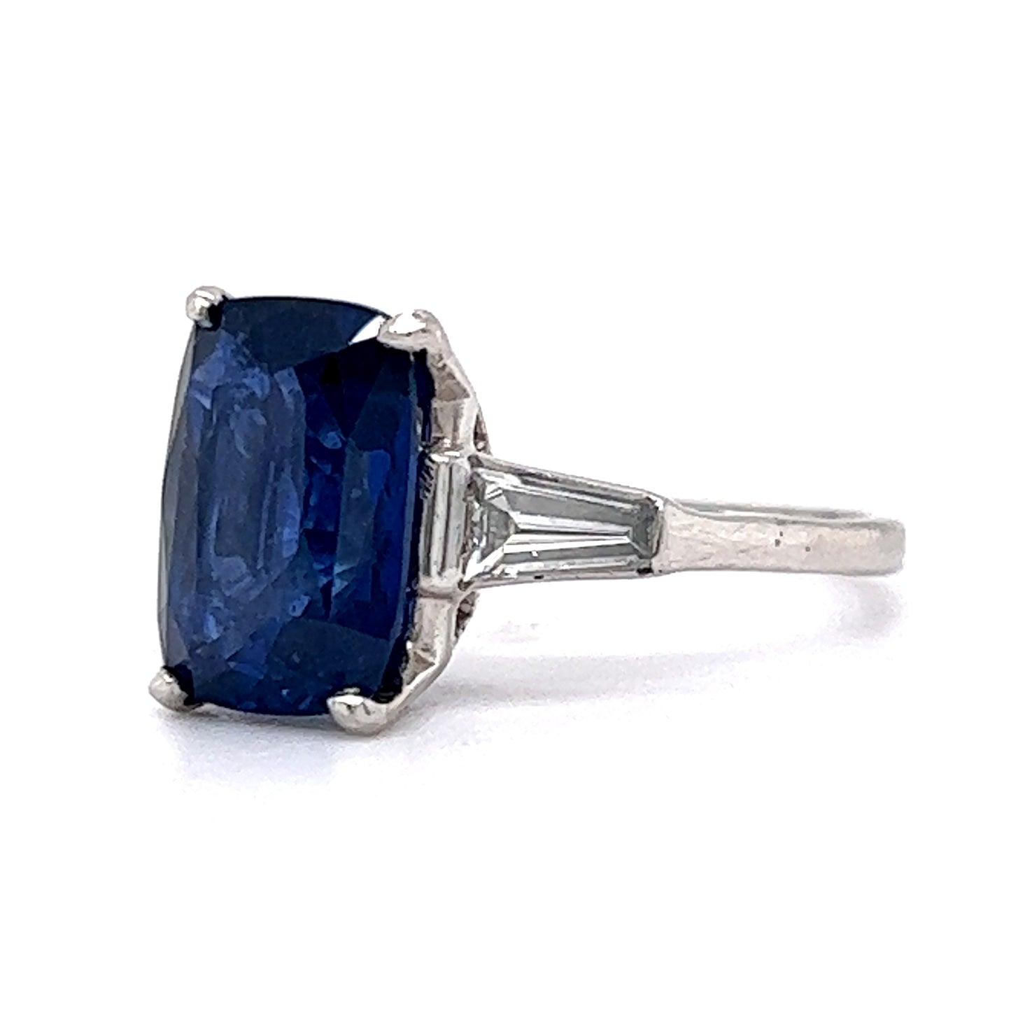 4 Carat Cushion Cut Sapphire Engagement Ring in Platinum