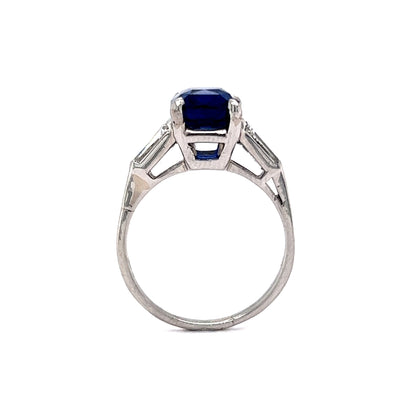4 Carat Cushion Cut Sapphire Engagement Ring in Platinum