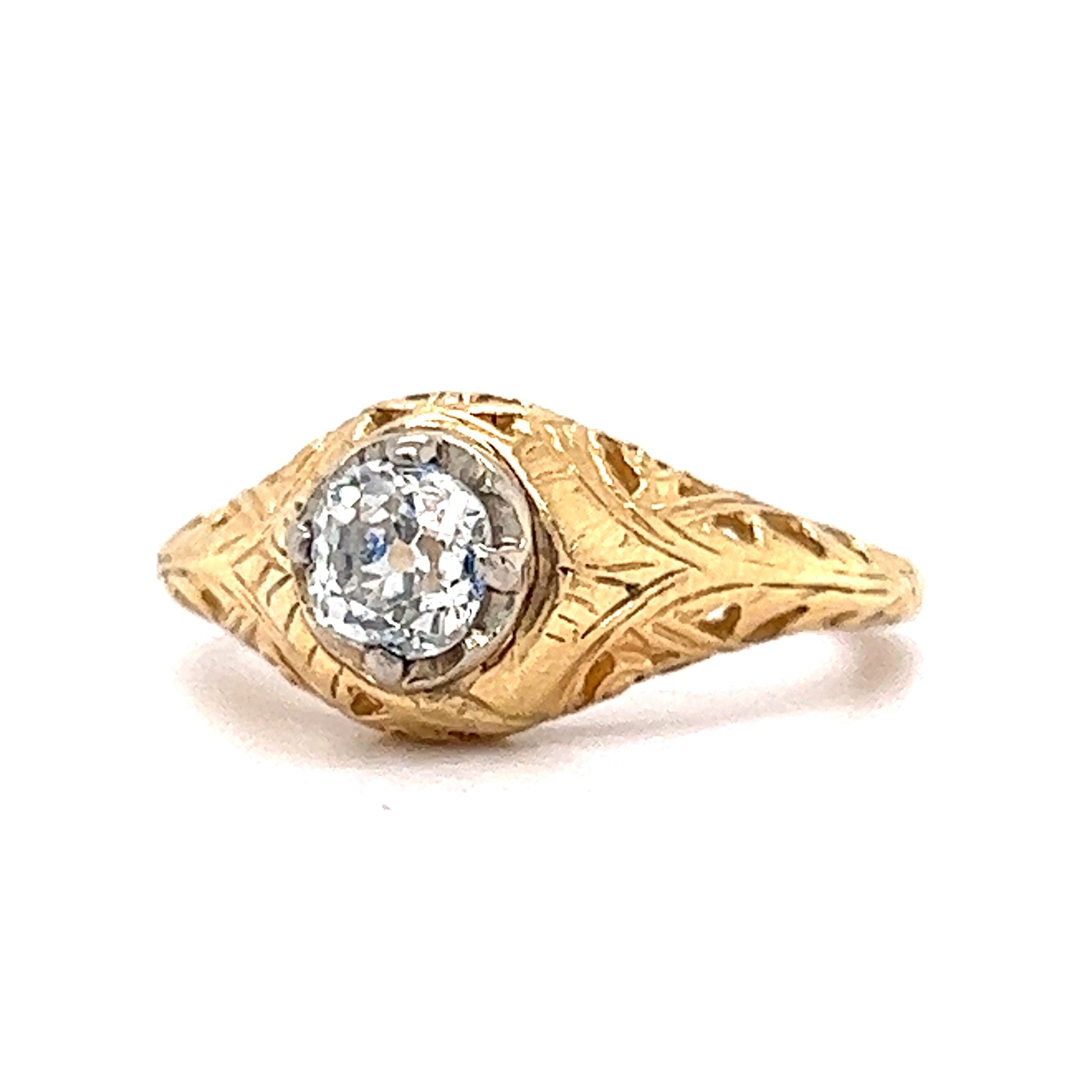 Vintage Engagement Ring for Women Natural Diamond Yellow Gold Antique  Filigree Ring Halo Diamond Engagement Ring -  Hong Kong