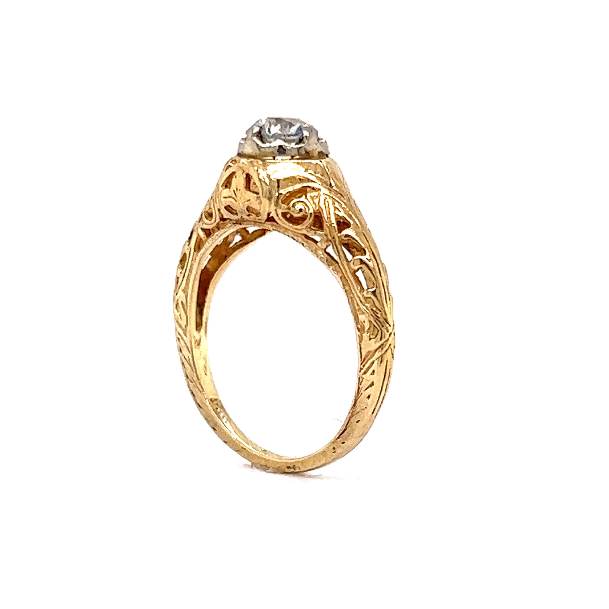 Vintage Engagement Ring for Women Natural Diamond Yellow Gold Antique  Filigree Ring Halo Diamond Engagement Ring -  Hong Kong