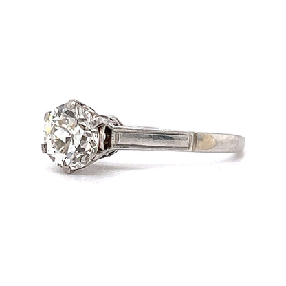 Art Deco Solitaire Diamond Engagement Ring in Platinum