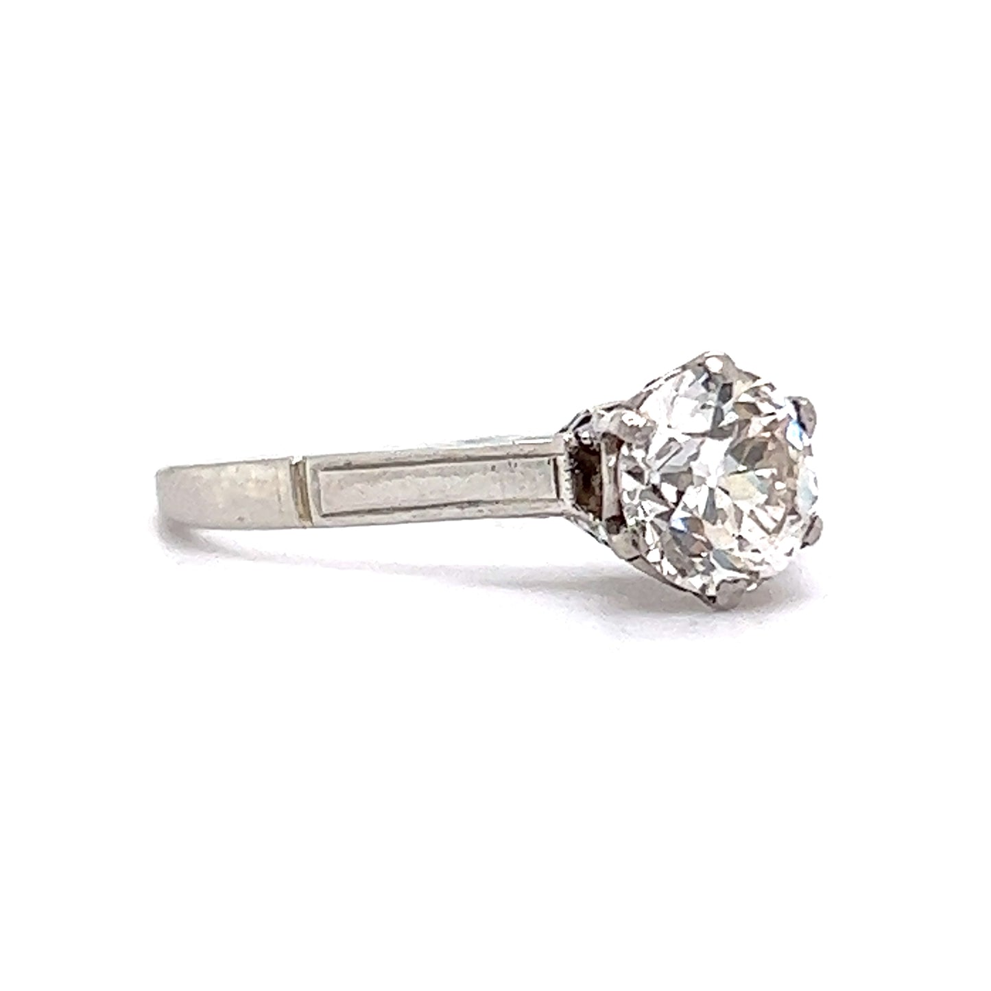 Art Deco Solitaire Diamond Engagement Ring in Platinum