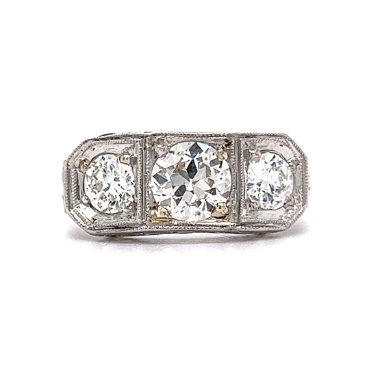 Vintage 1920's Three Stone Diamond Ring in Platinum